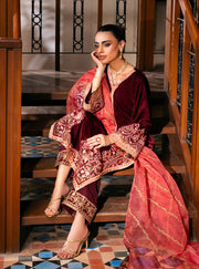 Zainab Chottani Embroidered Velvet Unstitched 3Pc Suit - Aima