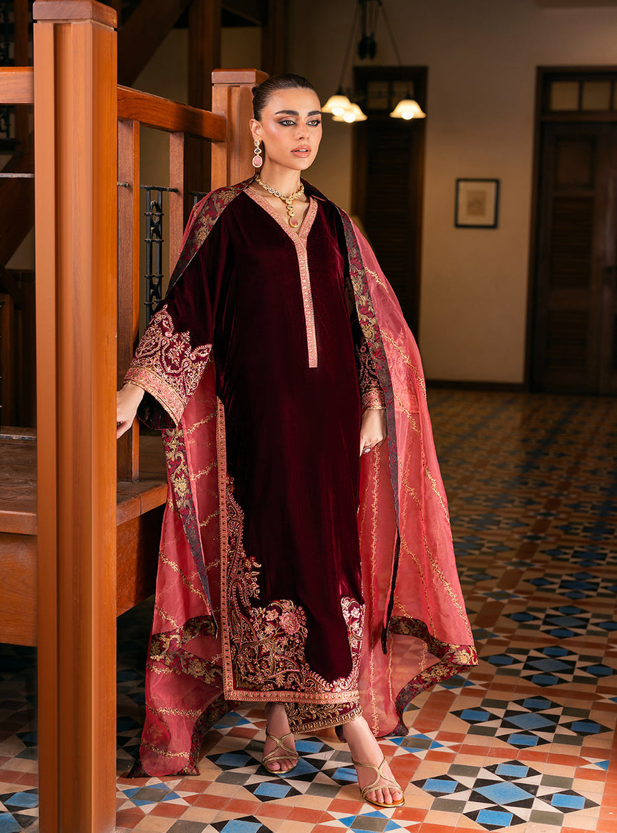 Zainab Chottani Embroidered Velvet Unstitched 3Pc Suit - Aima