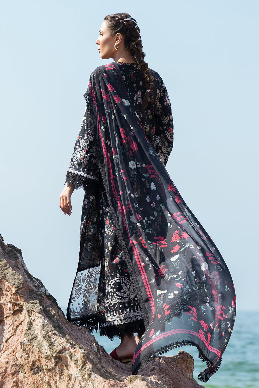 Afrozeh Summer Together Embroidered Lawn Unstitched 3Pc Suit - Levana