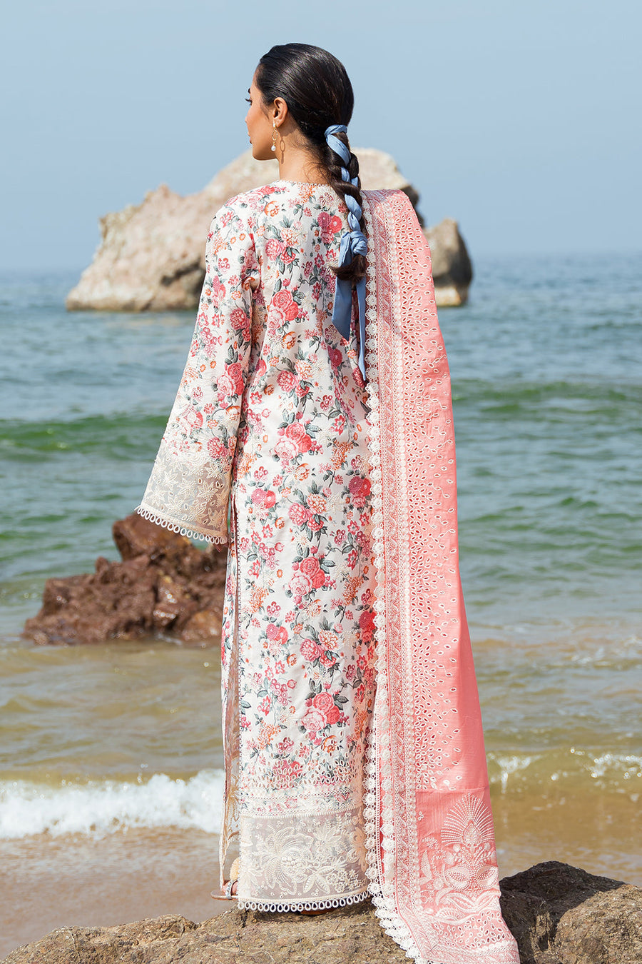 Afrozeh Summer Together Embroidered Lawn Unstitched 3Pc Suit - Gardenia