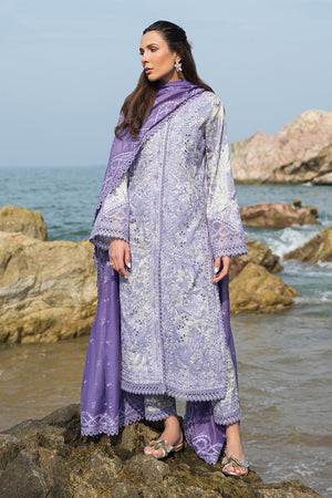 Afrozeh Summer Together Embroidered Lawn Unstitched 3Pc Suit - Wisteria