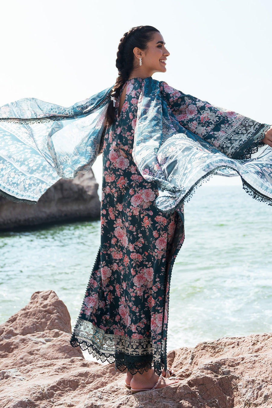 Afrozeh Summer Together Embroidered Lawn Unstitched 3Pc Suit - Clover