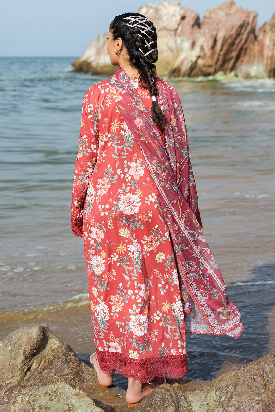 Afrozeh Summer Together Embroidered Lawn Unstitched 3Pc Suit - Scarley