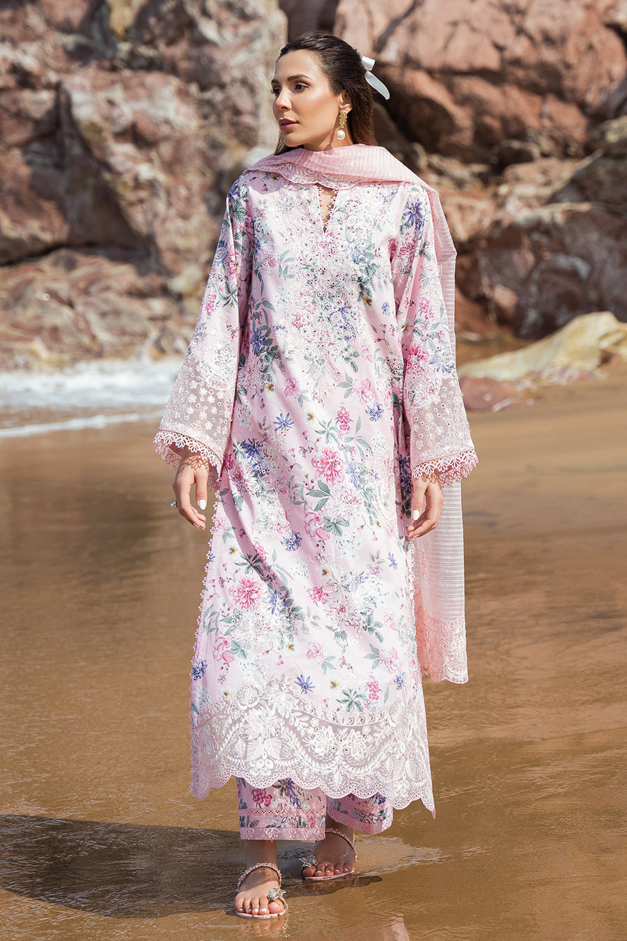 Afrozeh Summer Together Embroidered Lawn Unstitched 3Pc Suit - Lily