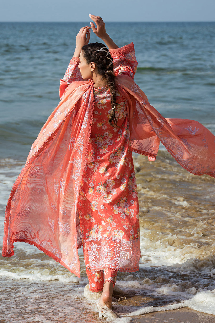 Afrozeh Summer Together Embroidered Lawn Unstitched 3Pc Suit - Jasmine