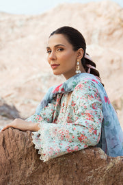 Afrozeh Summer Together Embroidered Lawn Unstitched 3Pc Suit - Topaz