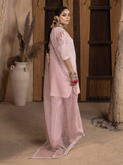 Hemstitch Embroidered Raw Silk Ready to Wear 3Pc Suit - Aleeha