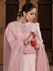 Hemstitch Embroidered Raw Silk Ready to Wear 3Pc Suit - Aleeha