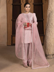 Hemstitch Embroidered Raw Silk Ready to Wear 3Pc Suit - Aleeha