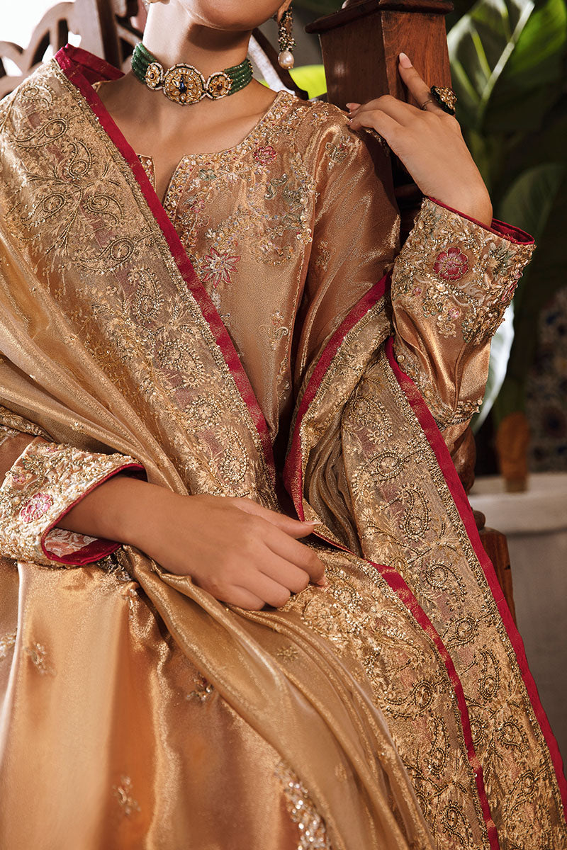 Mushq Sunehri Ramsha Edit Zari Silk Stitched 3Pc Suit - Aleha