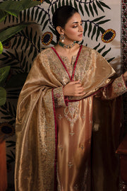 Mushq Sunehri Ramsha Edit Zari Silk Stitched 3Pc Suit - Aleha