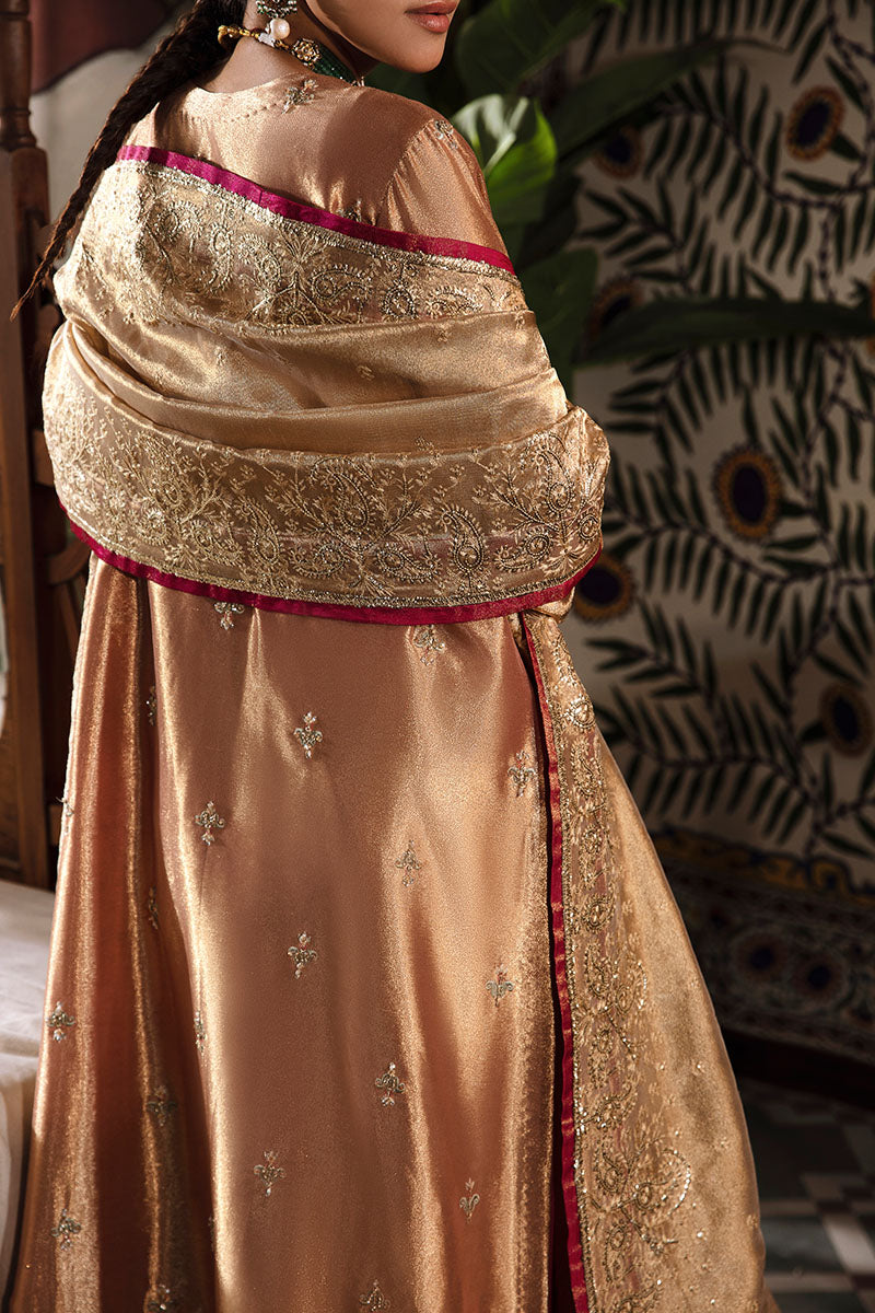 Mushq Sunehri Ramsha Edit Zari Silk Stitched 3Pc Suit - Aleha