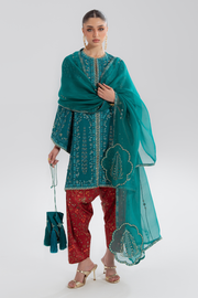 Soraya Silk Edit Embroidered Raw Silk Unstitched 3Pc Suit - Alina