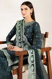 Farasha Fiorella Embroidered Raw Silk Unstitched 3Pc Suit - Alora Charm