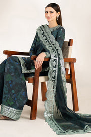 Farasha Fiorella Embroidered Raw Silk Unstitched 3Pc Suit - Alora Charm