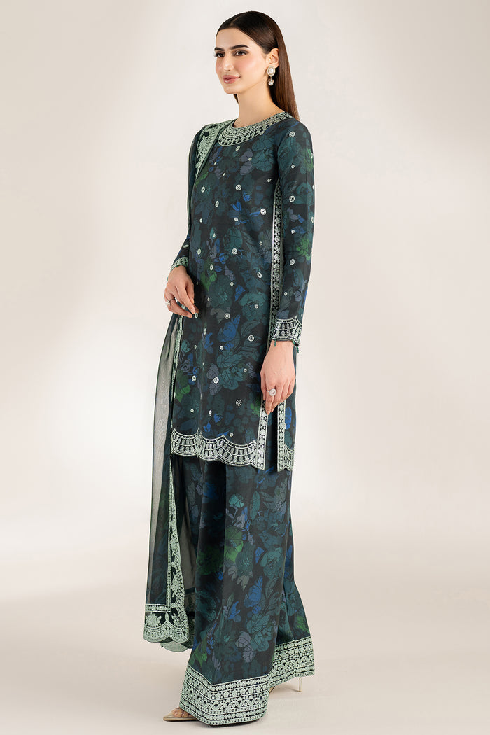 Farasha Fiorella Embroidered Raw Silk Unstitched 3Pc Suit - Alora Charm