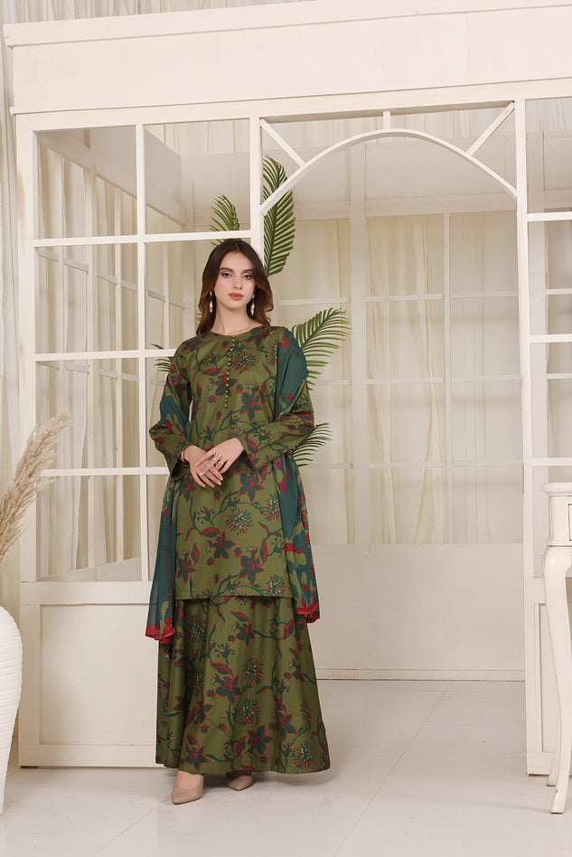 Feathers Premium Whisper of Elan Unstitched Lawn 3Pc Suit Alpine Aura-FT679