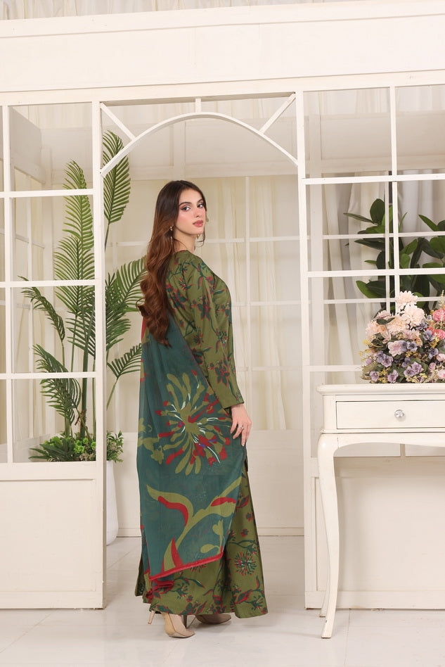 Feathers Premium Whisper of Elan Unstitched Lawn 3Pc Suit Alpine Aura-FT679