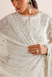Farasha Luxury Formal Embroidered Chiffon Unstitched 3Pc Suit - Alpine White