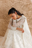 Farasha Luxury Formal Embroidered Chiffon Unstitched 3Pc Suit - Alpine White
