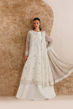 Farasha Luxury Formal Embroidered Chiffon Unstitched 3Pc Suit - Alpine White