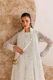 Farasha Luxury Formal Embroidered Chiffon Unstitched 3Pc Suit - Alpine White