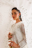 Farasha Luxury Formal Embroidered Chiffon Unstitched 3Pc Suit - Alpine White