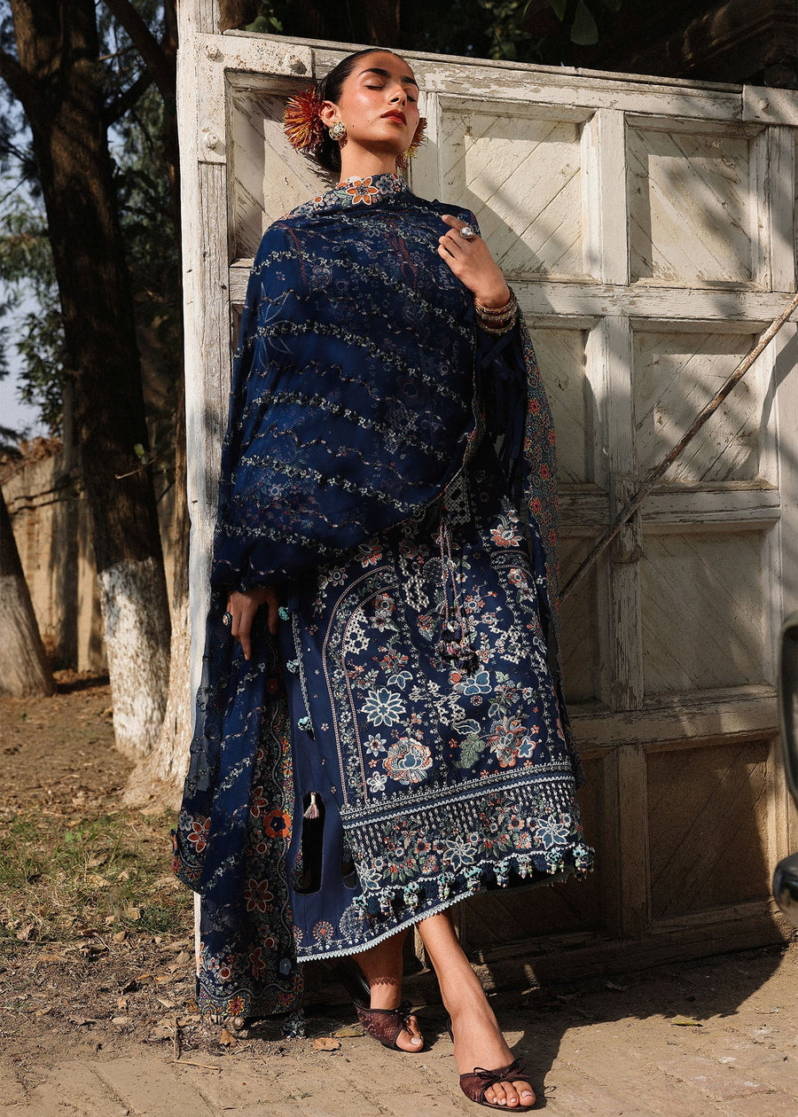 Hussain Rehar Kalabagh Unstitched Embroidered Lawn 3Pc Suit - Amalfi