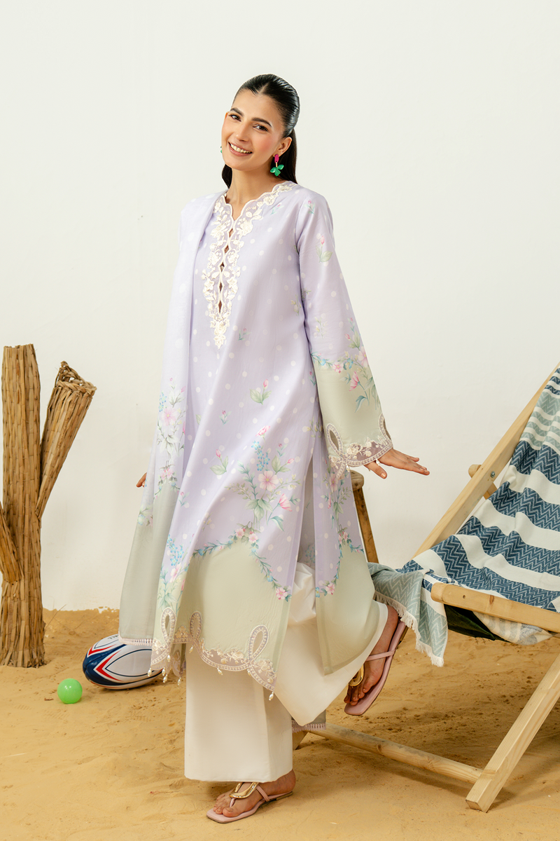 Zarposh Sundaze Embroidered Luxury Lawn Unstitched 3Pc Suit - AMALFI
