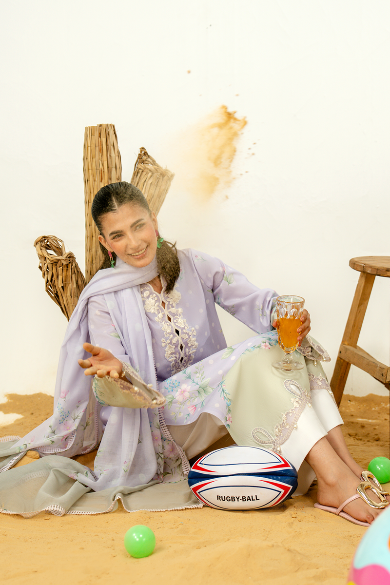 Zarposh Sundaze Embroidered Luxury Lawn Unstitched 3Pc Suit - AMALFI