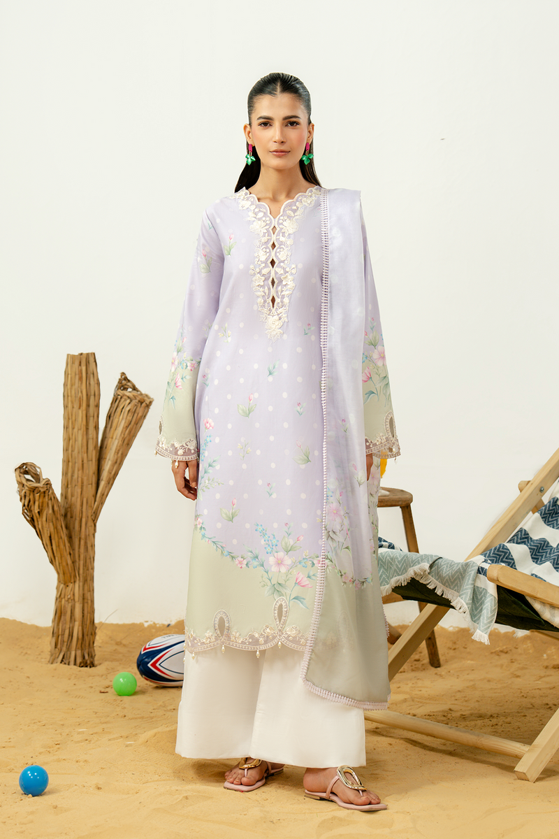 Zarposh Sundaze Embroidered Luxury Lawn Unstitched 3Pc Suit - AMALFI