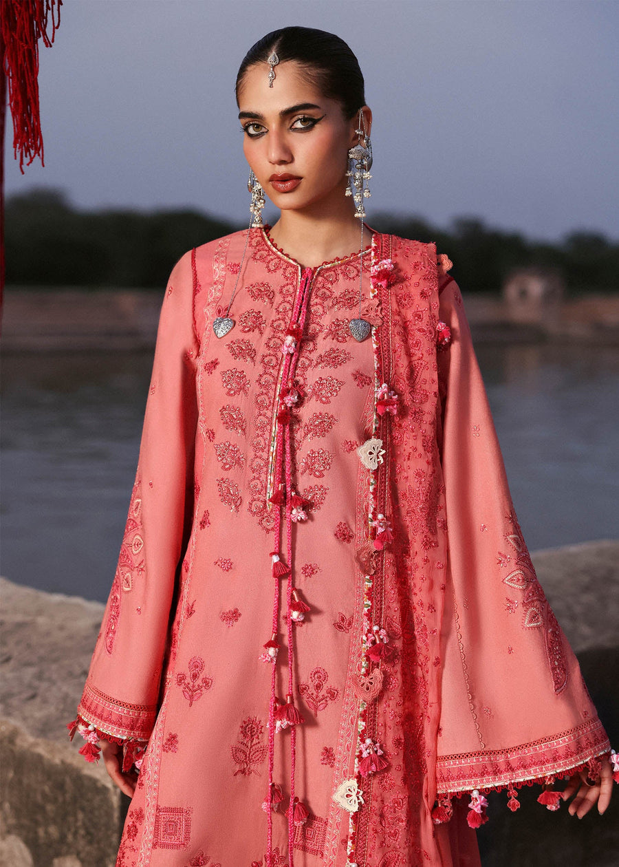 Hussain Rehar Embroidered Karandi Unstitched 3Pc Suit - Amani