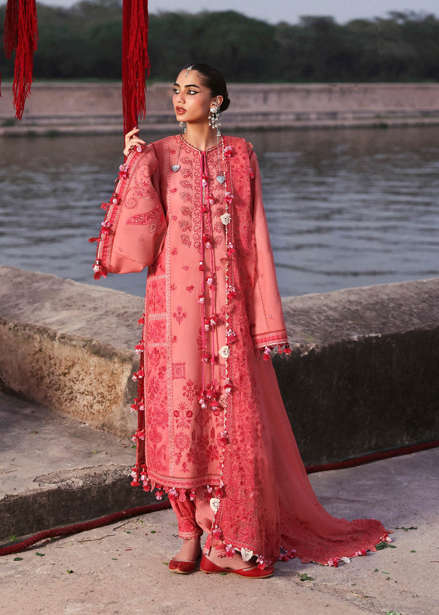 Hussain Rehar Embroidered Karandi Unstitched 3Pc Suit - Amani