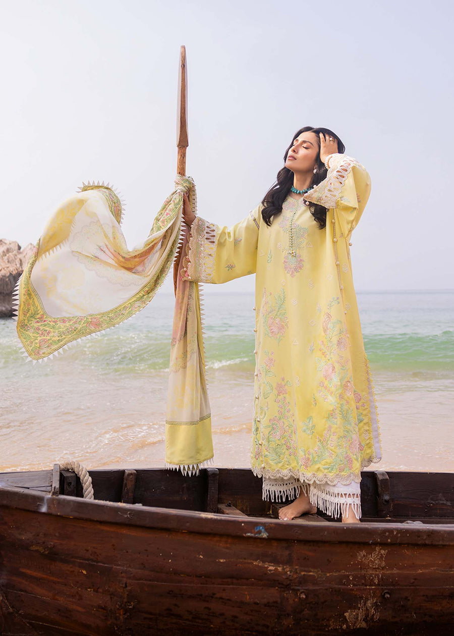 Siraa by Sadaf Fawad Khan Embroidered Lawn Unstitched 3Pc Suit - Amani (A)