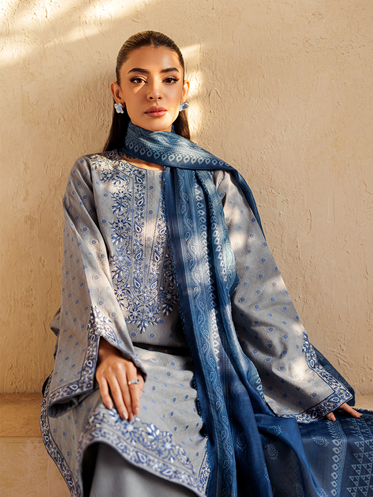 RajBari Amari Embroidered Lawn Jacquard Unstitched 3Pc Suit D-09