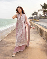 Faiza Saqlain Zinnia Embroidered Luxury Lawn Unstitched 3Pc Suit - Amaryllis