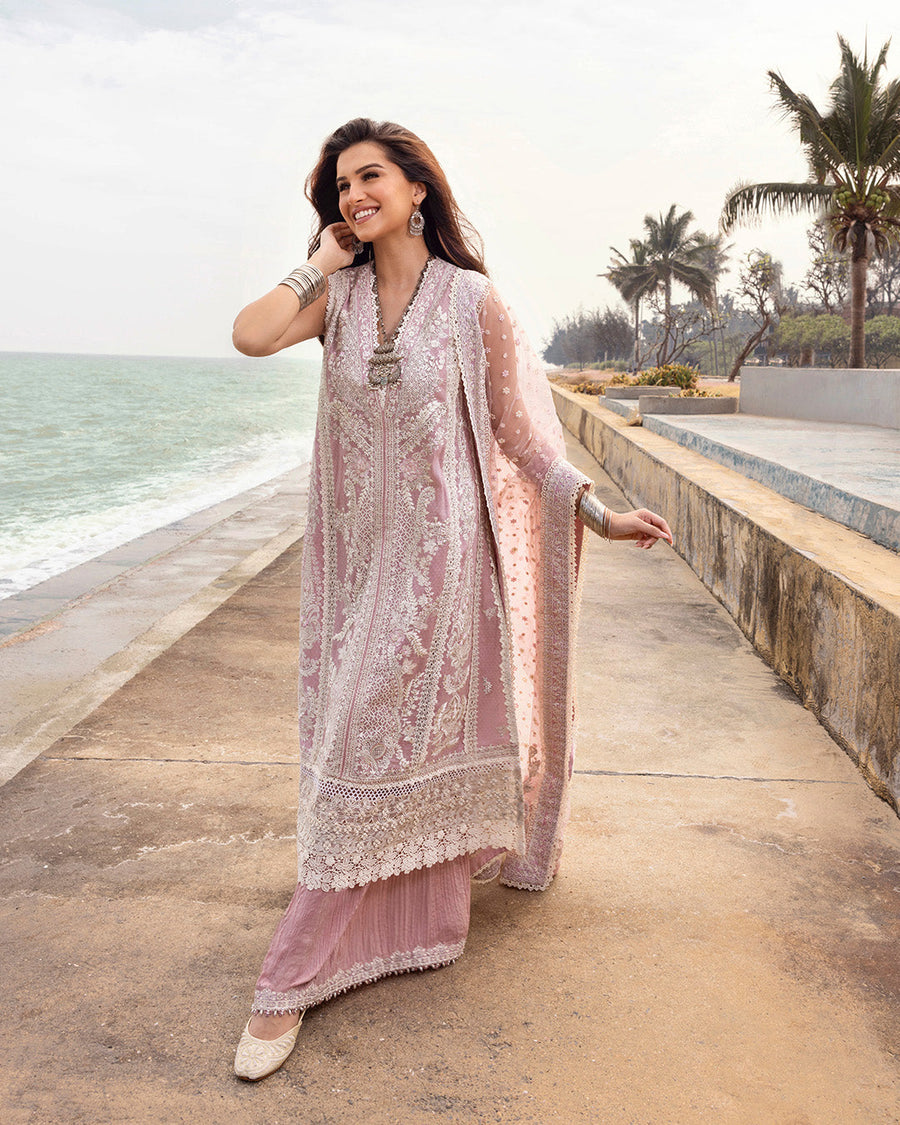 Faiza Saqlain Zinnia Embroidered Luxury Lawn Unstitched 3Pc Suit - Amaryllis