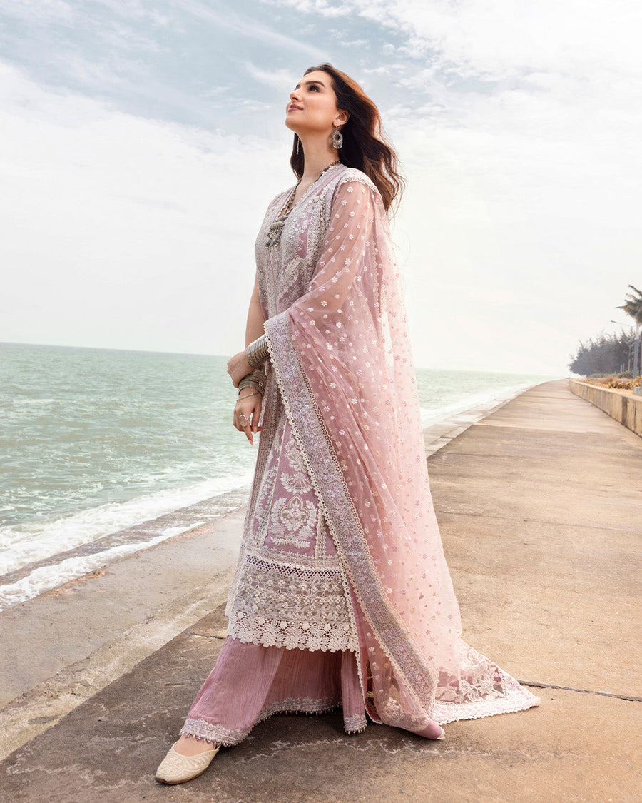 Faiza Saqlain Zinnia Embroidered Luxury Lawn Unstitched 3Pc Suit - Amaryllis