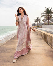 Faiza Saqlain Zinnia Embroidered Luxury Lawn Unstitched 3Pc Suit - Amaryllis