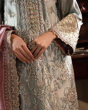 Mushq Sunehri Ramsha Edit Zari Silk Stitched 3Pc Suit - Amaya