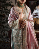 Mushq Sunehri Ramsha Edit Zari Silk Stitched 3Pc Suit - Amaya