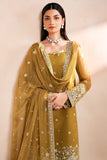Farasha Luxury Formal Embroidered Chiffon Unstitched 3Pc Suit - Amber