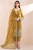 Farasha Luxury Formal Embroidered Chiffon Unstitched 3Pc Suit - Amber