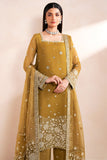 Farasha Luxury Formal Embroidered Chiffon Unstitched 3Pc Suit - Amber