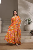 Feathers Premium Printed Lawn Unstitched 3Pc Suit Amber Dust-FT663