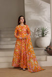 Feathers Premium Printed Lawn Unstitched 3Pc Suit Amber Dust-FT663