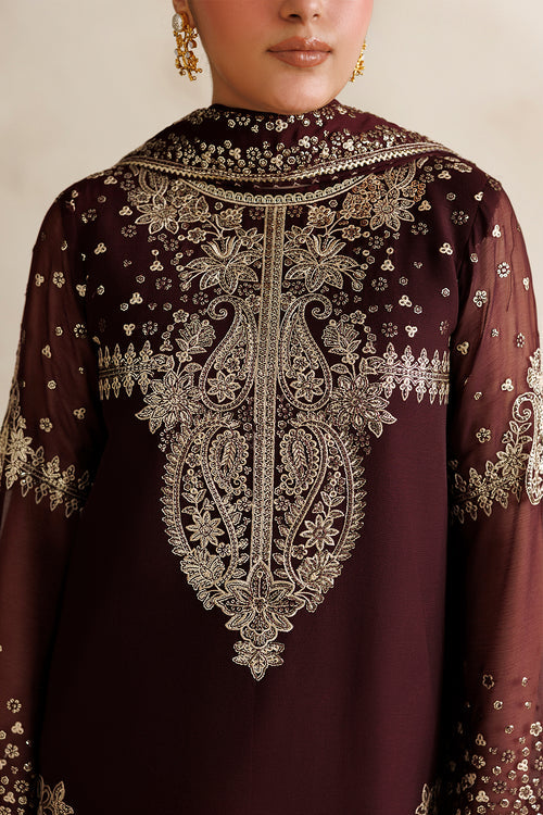 Farasha Luxury Formal Embroidered Chiffon Unstitched 3Pc Suit - Amber Muse