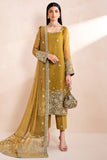 Farasha Luxury Formal Embroidered Chiffon Unstitched 3Pc Suit - Amber