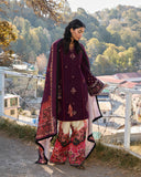 Jugnu Lahore Womenswear Embroidered Khaddar Unstitched 3Pc Suit - Amethyst