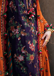 Hussain Rehar Embroidered Karandi Unstitched 3Pc Suit - Amethyst